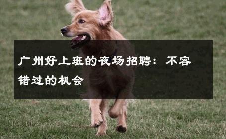 广州好上班的夜场招聘：不容错过的机会