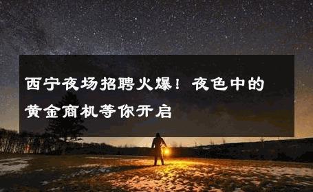 西宁夜场招聘火爆！夜色中的黄金商机等你开启