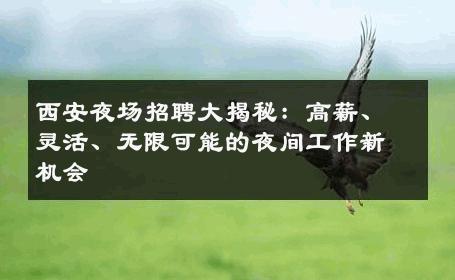 西安夜场招聘大揭秘：高薪、灵活、无限可能的夜间工作新机会
