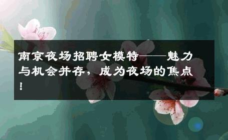 南京夜场招聘女模特——魅力与机会并存，成为夜场的焦点！