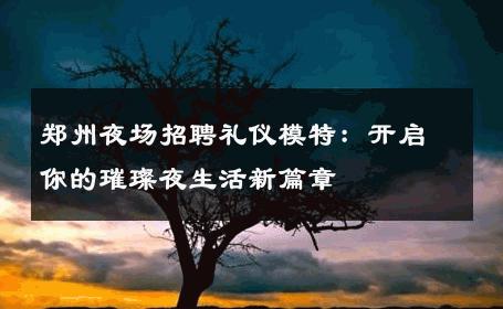 郑州夜场招聘礼仪模特：开启你的璀璨夜生活新篇章