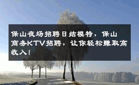 保山夜场招聘日结模特，保山商务KTV招聘，让你轻松赚取高收入！