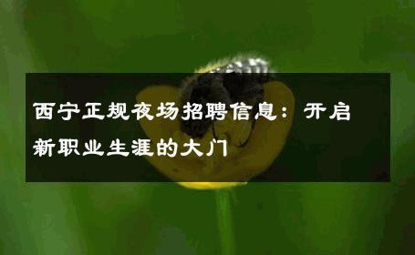 西宁正规夜场招聘信息：开启新职业生涯的大门