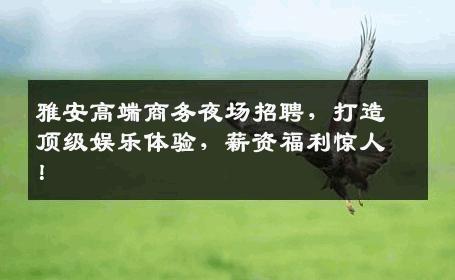 雅安高端商务夜场招聘，打造顶级娱乐体验，薪资福利惊人！