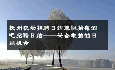 抚州夜场招聘日结兼职抬簿酒吧招聘日结——兴奋难挡的日结机会