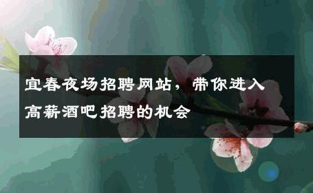 宜春夜场招聘网站，带你进入高薪酒吧招聘的机会