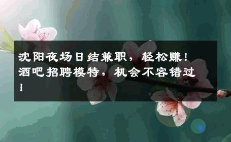 沈阳夜场日结兼职，轻松赚！酒吧招聘模特，机会不容错过！