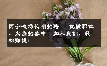 西宁夜场长期招聘 _ 优质职位，火热招募中！加入我们，轻松赚钱！