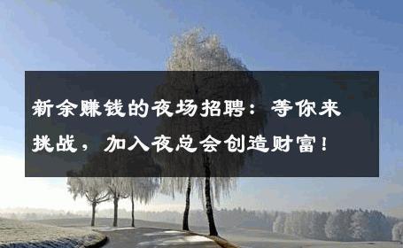新余赚钱的夜场招聘：等你来挑战，加入夜总会创造财富！