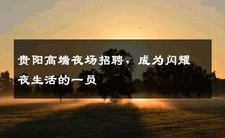 贵阳高端夜场招聘，成为闪耀夜生活的一员