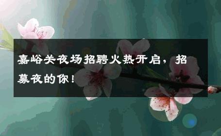 嘉峪关夜场招聘火热开启，招募夜的你！