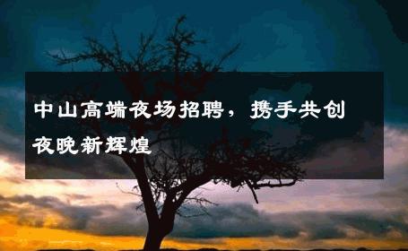 中山高端夜场招聘，携手共创夜晚新辉煌