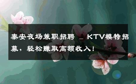 泰安夜场兼职招聘 _ KTV模特招募，轻松赚取高额收入！