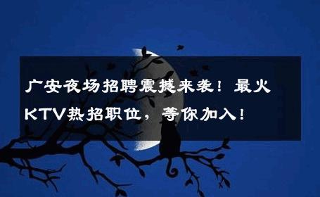 广安夜场招聘震撼来袭！最火KTV热招职位，等你加入！