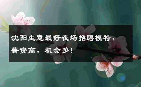 沈阳生意最好夜场招聘模特，薪资高，机会多！