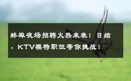 蚌埠夜场招聘火热来袭！日结，KTV模特职位等你挑战！