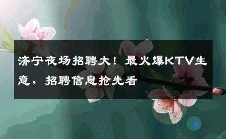 济宁夜场招聘大！最火爆KTV生意，招聘信息抢先看