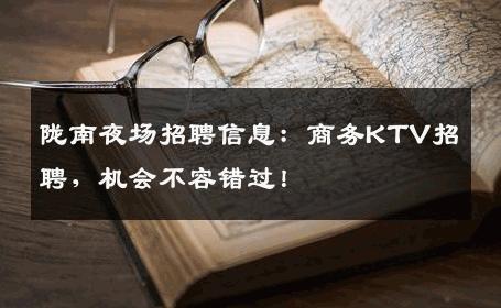 陇南夜场招聘信息：商务KTV招聘，机会不容错过！