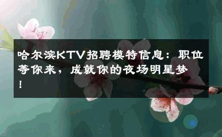哈尔滨KTV招聘模特信息：职位等你来，成就你的夜场明星梦！
