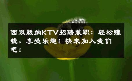 西双版纳KTV招聘兼职：轻松赚钱，享受乐趣！快来加入我们吧！