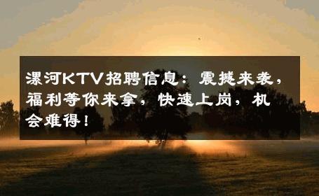 漯河KTV招聘信息：震撼来袭，福利等你来拿，快速上岗，机会难得！