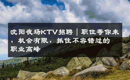 沈阳夜场KTV招聘｜职位等你来，机会有限，抓住不容错过的职业高峰
