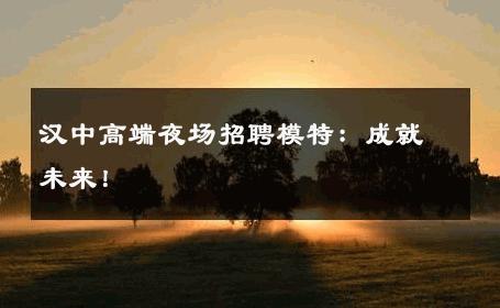 汉中高端夜场招聘模特：成就未来！