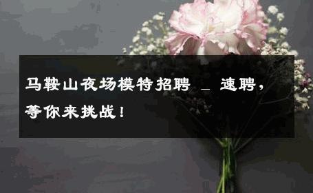 马鞍山夜场模特招聘 _ 速聘，等你来挑战！