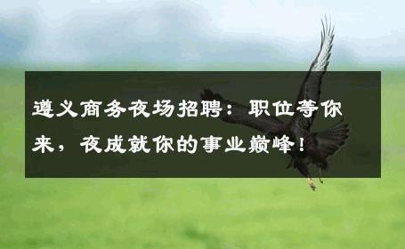 遵义商务夜场招聘：职位等你来，夜成就你的事业巅峰！