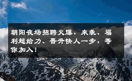 朝阳夜场招聘火爆，来袭、福利超给力、晋升快人一步，等你加入！