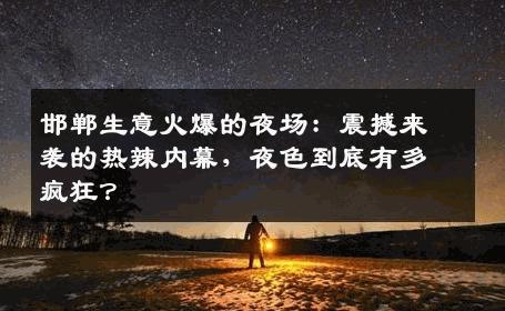 邯郸生意火爆的夜场：震撼来袭的热辣内幕，夜色到底有多疯狂？