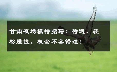 甘南夜场模特招聘：待遇，轻松赚钱，机会不容错过！