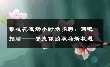 攀枝花夜场小时场招聘，酒吧招聘——寻找你的职场新机遇
