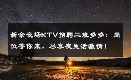 新余夜场KTV招聘二班多多：岗位等你来，尽享夜生活激情！