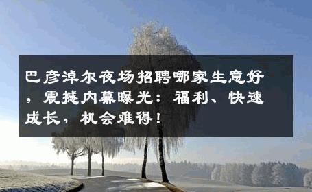 巴彦淖尔夜场招聘哪家生意好，震撼内幕曝光：福利、快速成长，机会难得！