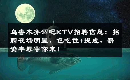 乌鲁木齐酒吧KTV招聘信息：招聘夜场明星，包吃住+提成，薪资丰厚等你来！