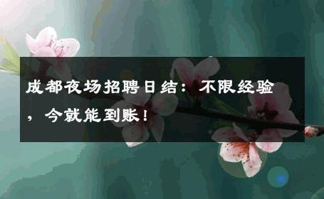 成都夜场招聘日结：不限经验，今就能到账！