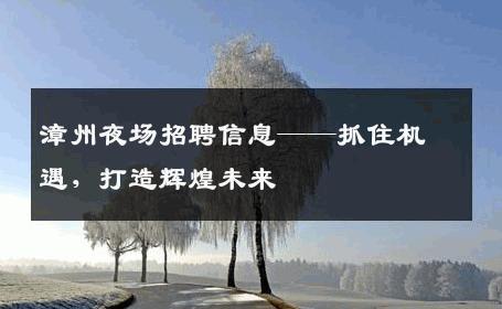 漳州夜场招聘信息——抓住机遇，打造辉煌未来