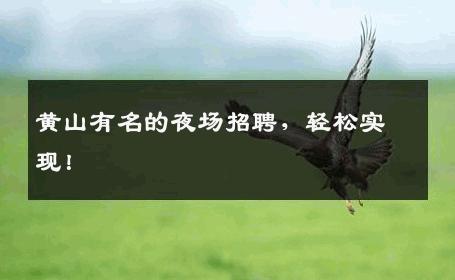 黄山有名的夜场招聘，轻松实现！