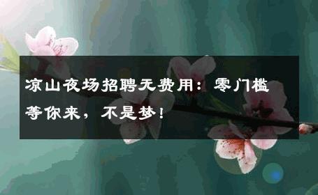 凉山夜场招聘无费用：零门槛等你来，不是梦！
