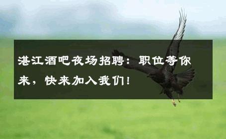 湛江酒吧夜场招聘：职位等你来，快来加入我们！