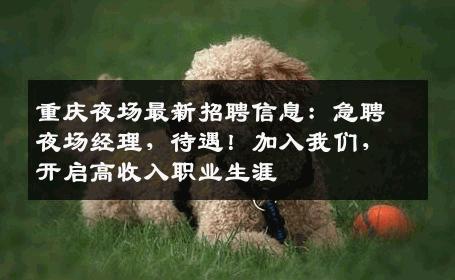 重庆夜场最新招聘信息：急聘夜场经理，待遇！加入我们，开启高收入职业生涯