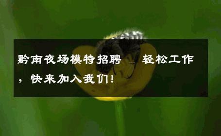 黔南夜场模特招聘 _ 轻松工作，快来加入我们！