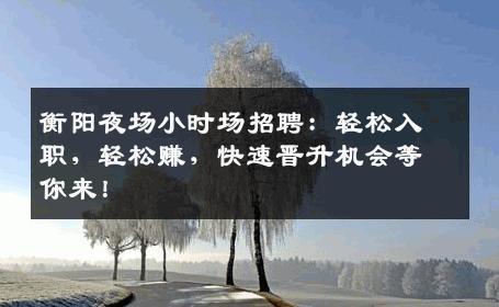 衡阳夜场小时场招聘：轻松入职，轻松赚，快速晋升机会等你来！