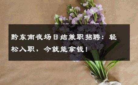 黔东南夜场日结兼职招聘：轻松入职，今就能拿钱！