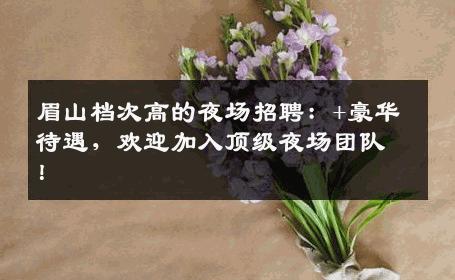 眉山档次高的夜场招聘：+豪华待遇，欢迎加入顶级夜场团队！
