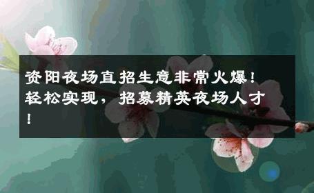 资阳夜场直招生意非常火爆！轻松实现，招募精英夜场人才！