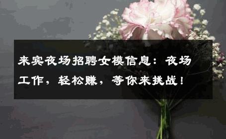 来宾夜场招聘女模信息：夜场工作，轻松赚，等你来挑战！