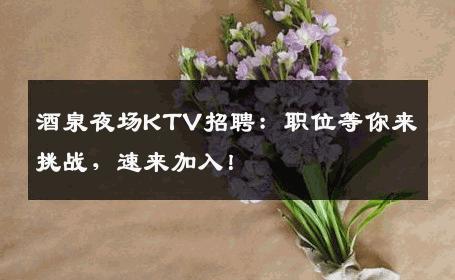 酒泉夜场KTV招聘：职位等你来挑战，速来加入！