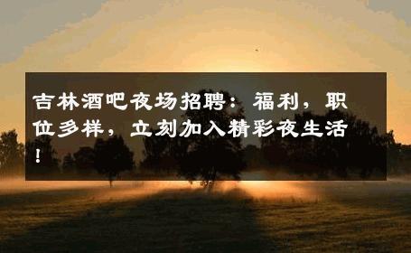 吉林酒吧夜场招聘：福利，职位多样，立刻加入精彩夜生活！